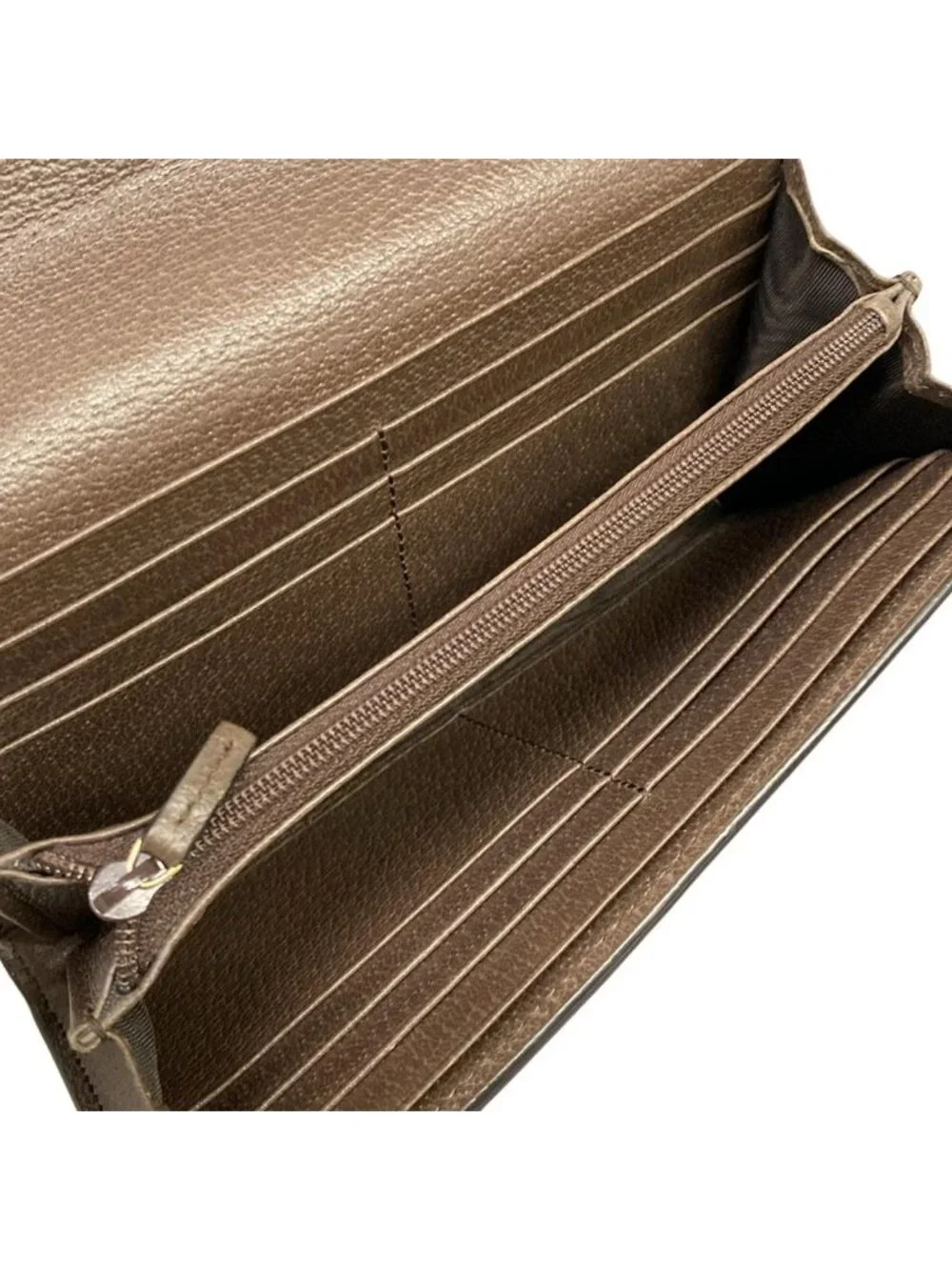 ★SOLD★ Gucci Wallet Ophidia Beige Ebony Dark Brown Leather - Picture 4 of 13